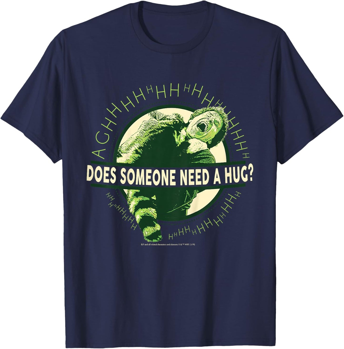 Elf Buddy Hugs Raccoon Text Poster T-Shirt - T-Shirt | Navy
