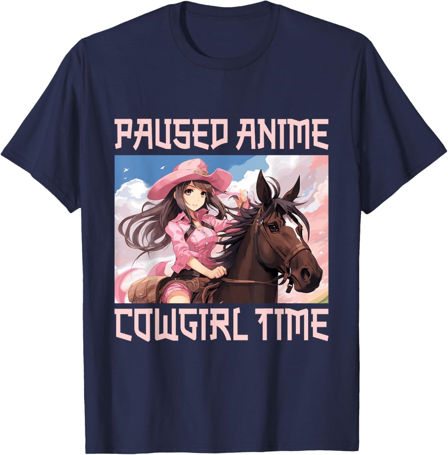 Anime Horse Cowgirl Japan Anime T-Shirt - T-Shirt | Navy