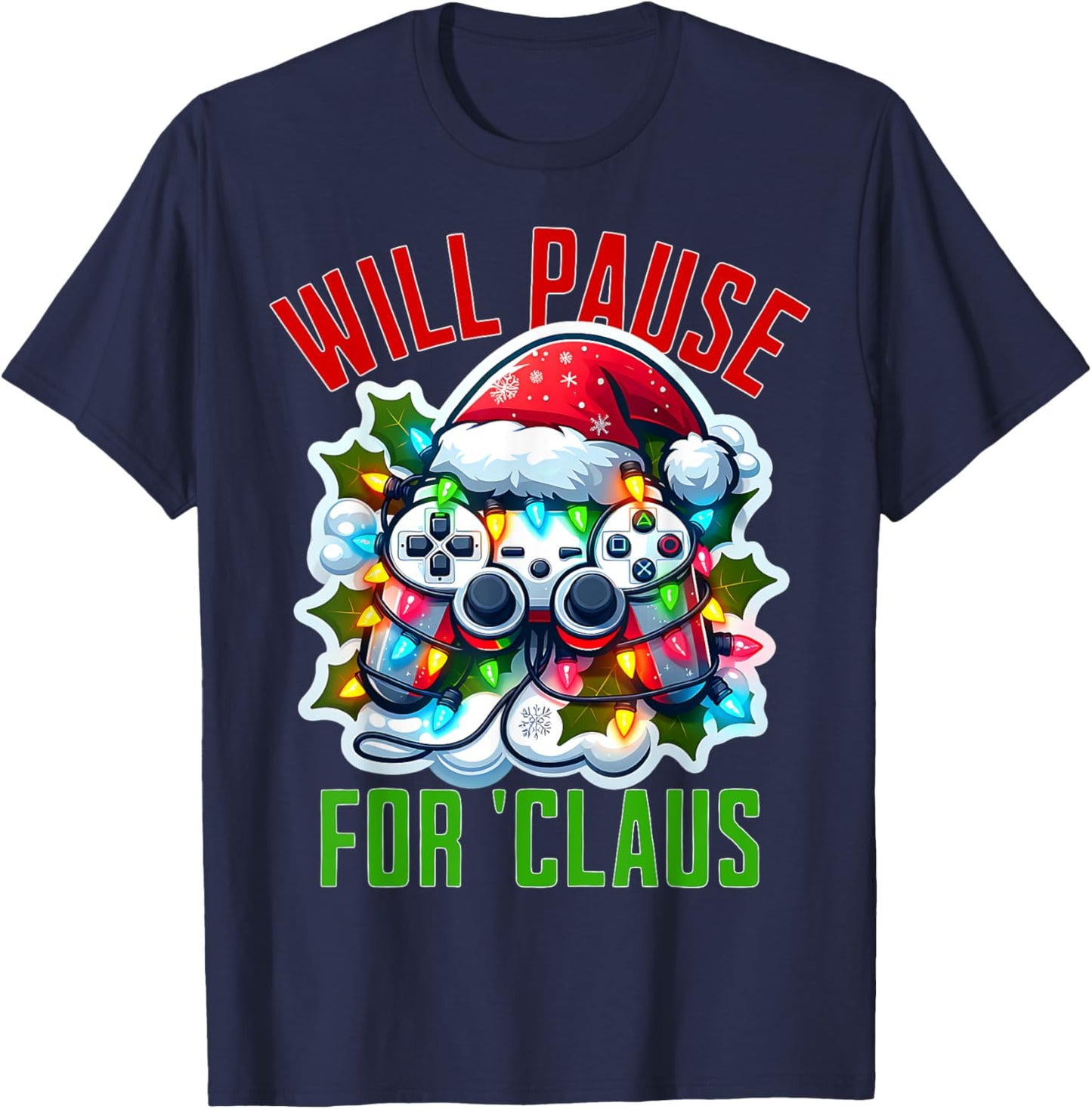 Funny Gamer Christmas Boys Teens Gaming Xmas Kids Video Game T-Shirt - T-Shirt | Navy