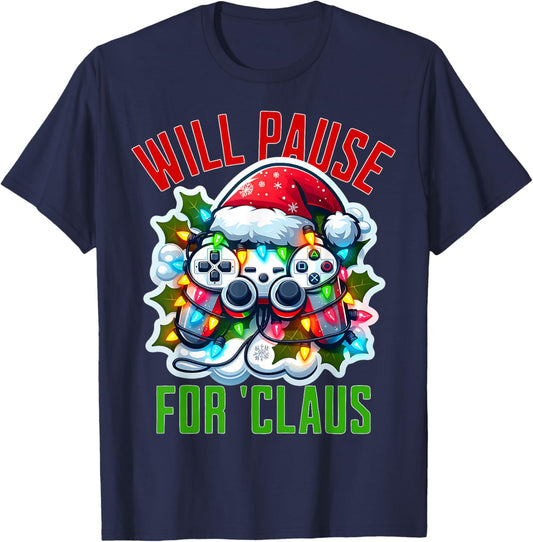Funny Gamer Christmas Boys Teens Gaming Xmas Kids Video Game T-Shirt - T-Shirt | Navy