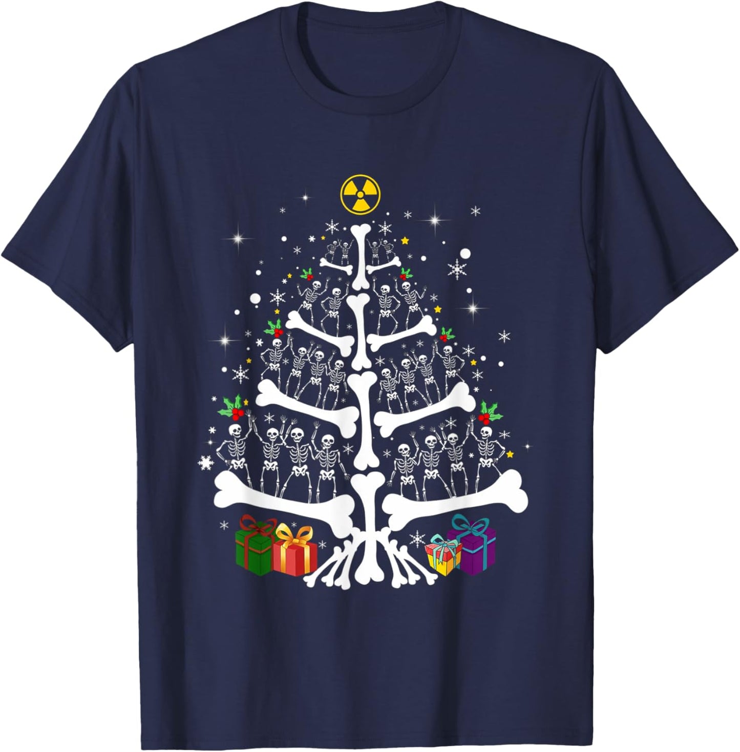 Women Radiology Skeleton Christmas Tree Xray Tech Team T-Shirt - T-Shirt | Navy