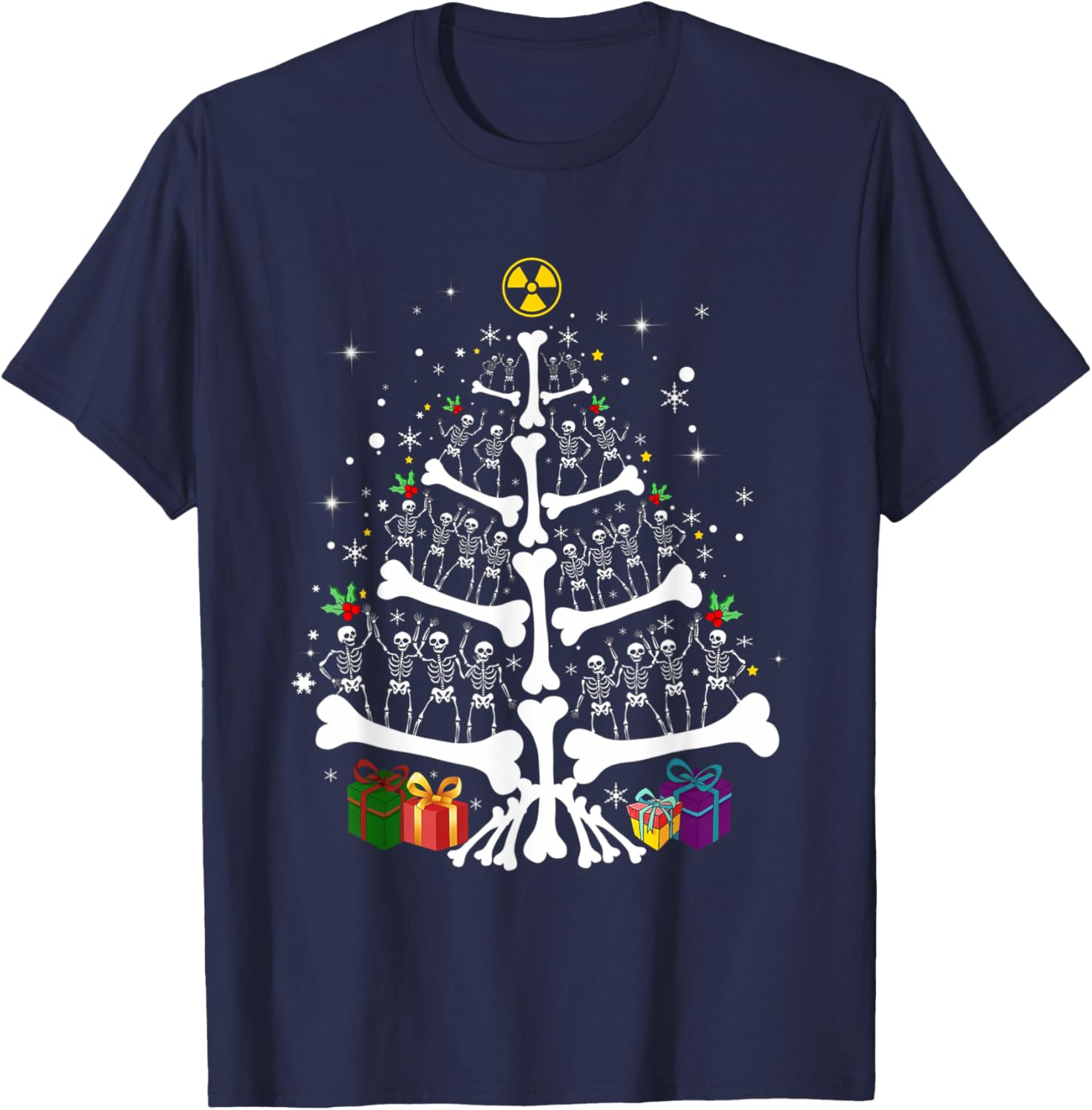 Women Radiology Skeleton Christmas Tree Xray Tech Team T-Shirt - T-Shirt | Navy