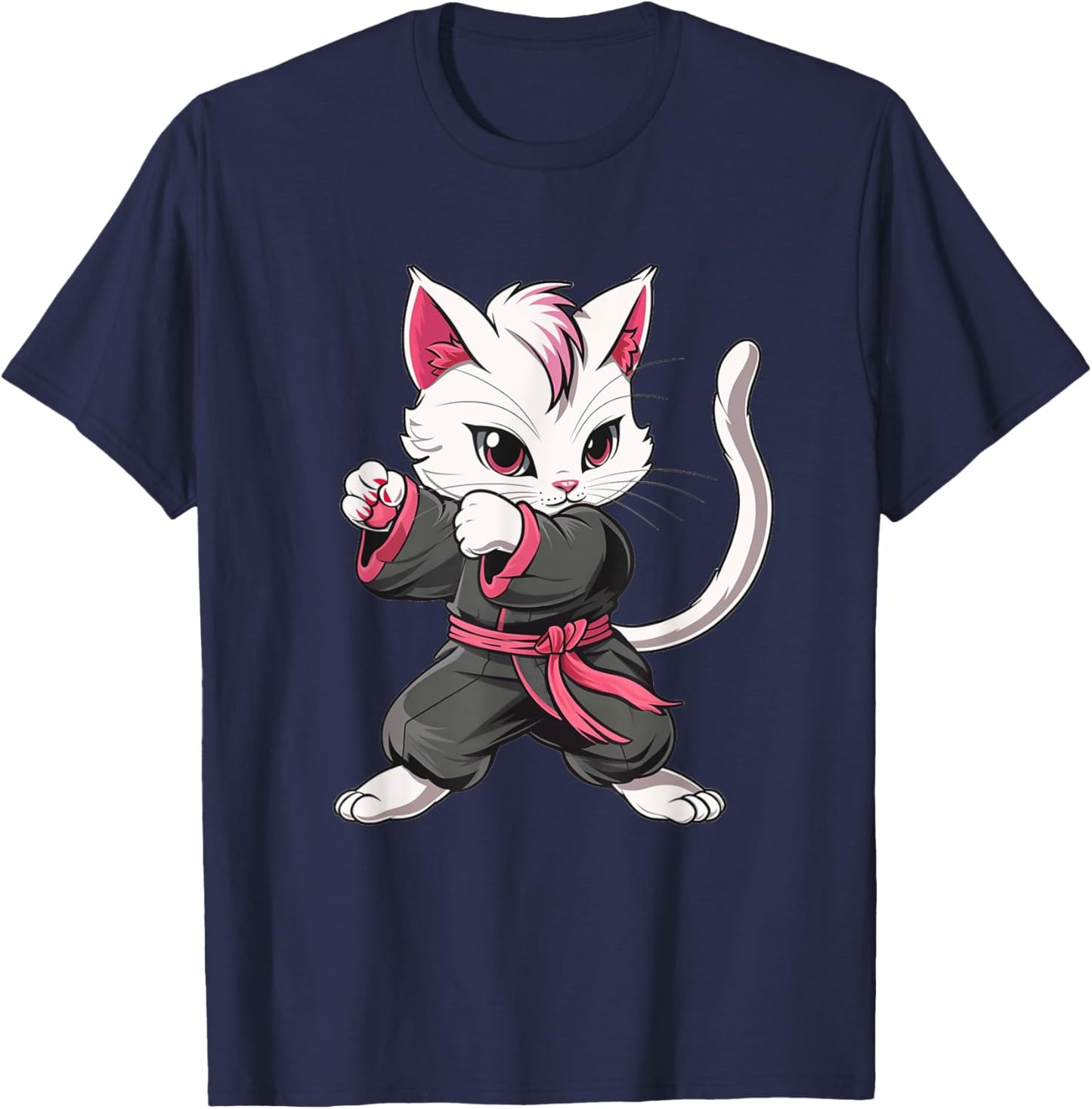 Karate Taekwondo Funny Cat Jiu Jitsu Women Girls MMA T-Shirt - T-Shirt | Navy
