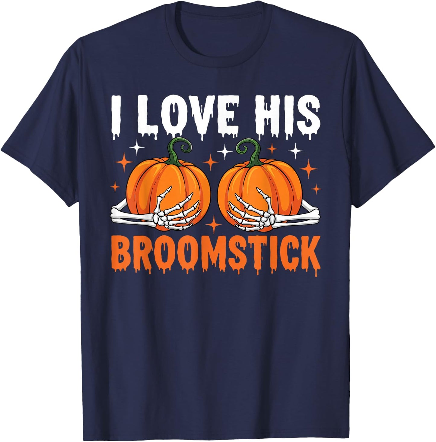 I Love His Broomstick Couple Matching Halloween Costumes T-Shirt - T-Shirt | Navy