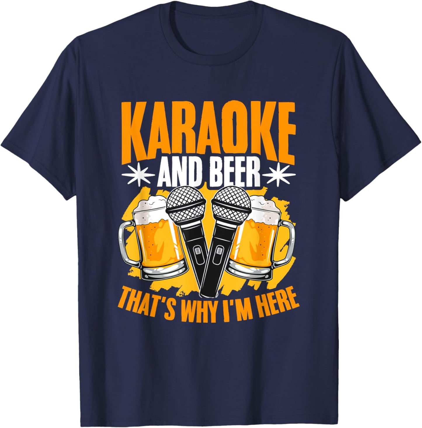 Karaoke And Beer Microphone Karaoke Singing Karaoke Singer T-Shirt - T-Shirt | Navy