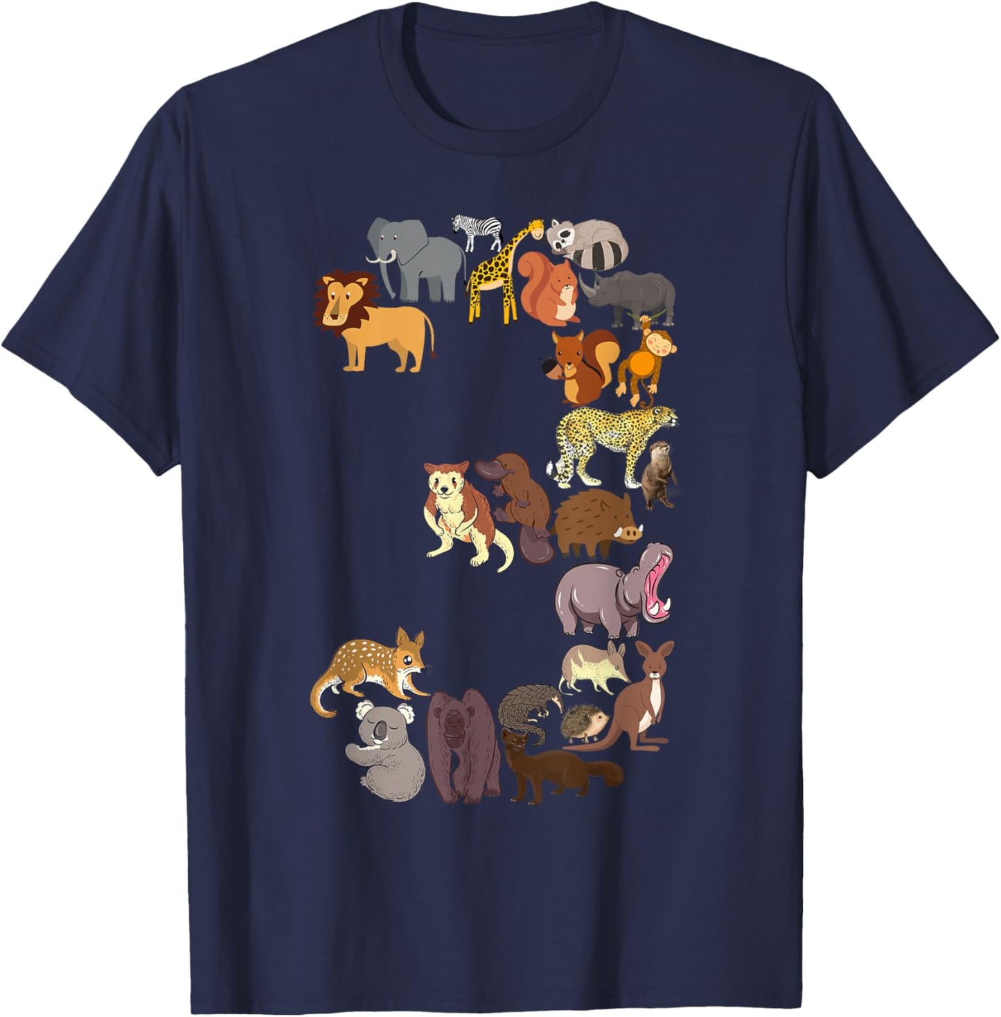 3rd Birthday Safari Zoo Animals Figures Toddler 3 Year Old T-Shirt - T-Shirt | Navy