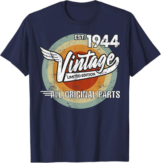 1944 Born Made in 1944 Vintage Biker Birthday Gifts T-Shirt - T-Shirt | Navy