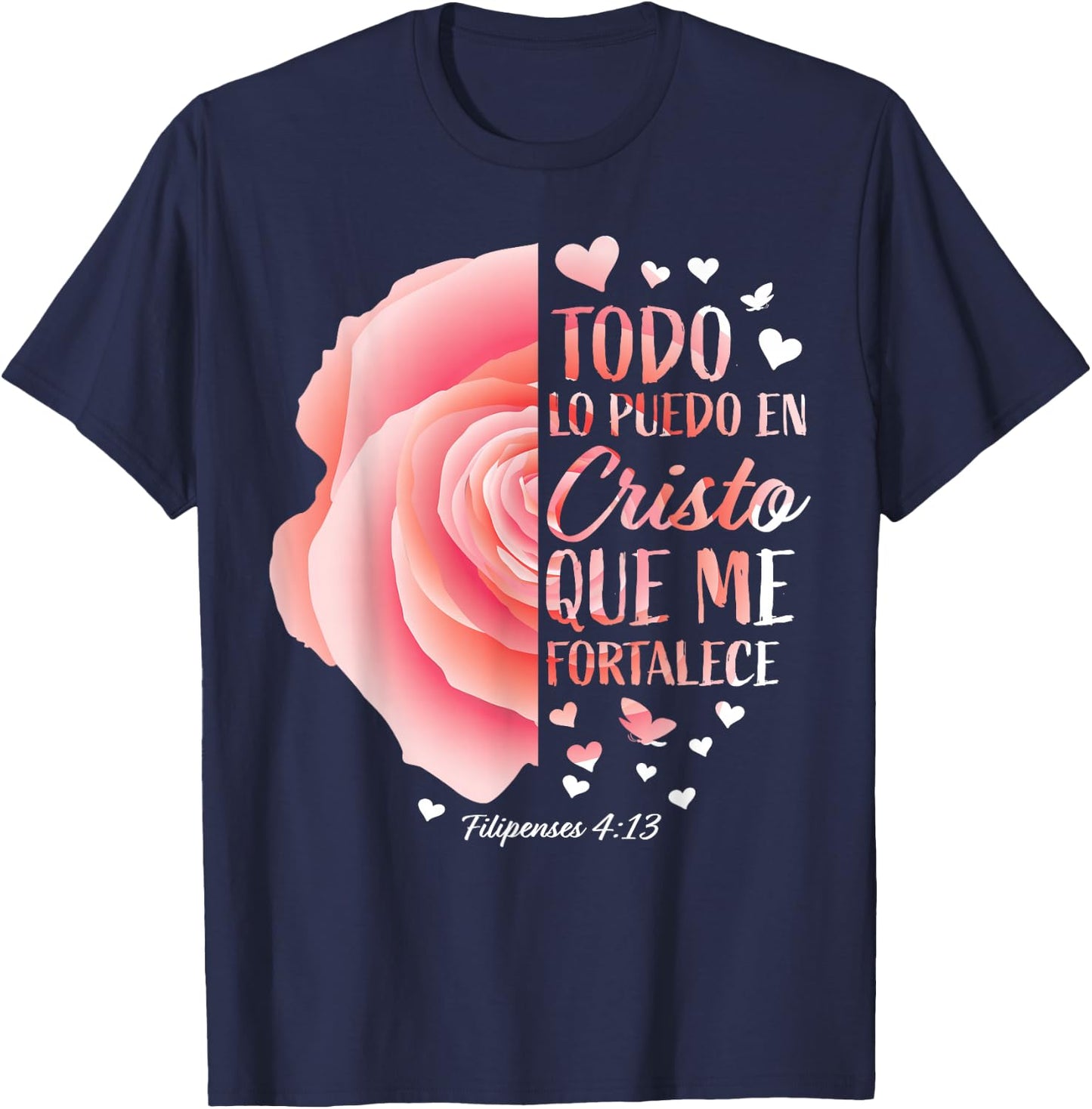 Christian Gifts Women Spanish Bible Verse Sayings Religious T-Shirt - T-Shirt | Navy