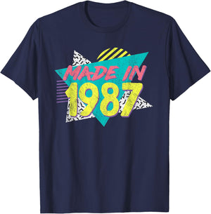 Made in 1987 Retro Vintage 38th Birthday T-Shirt - T-Shirt | Navy