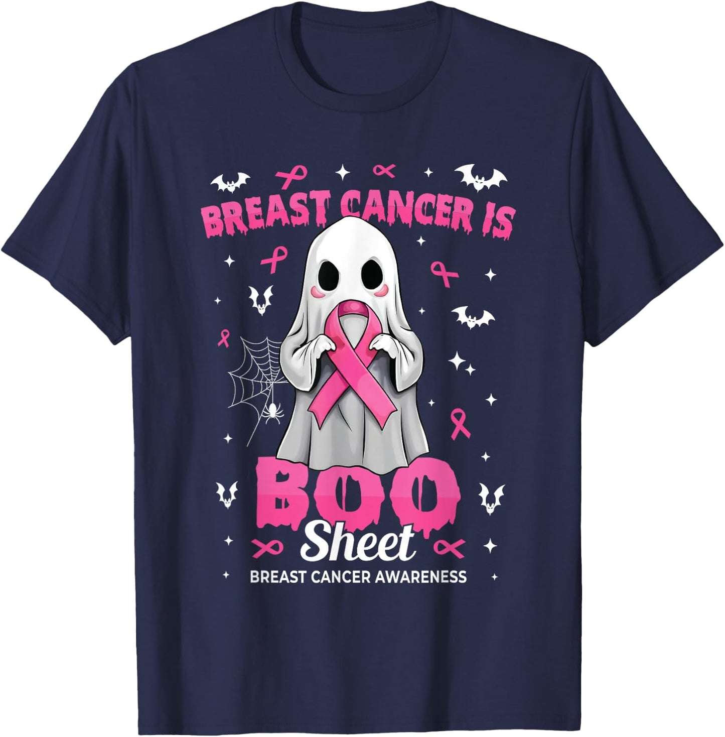 Breast Cancer is Boo Sheet Halloween Breast Cancer Ghost T-Shirt - T-Shirt | Navy