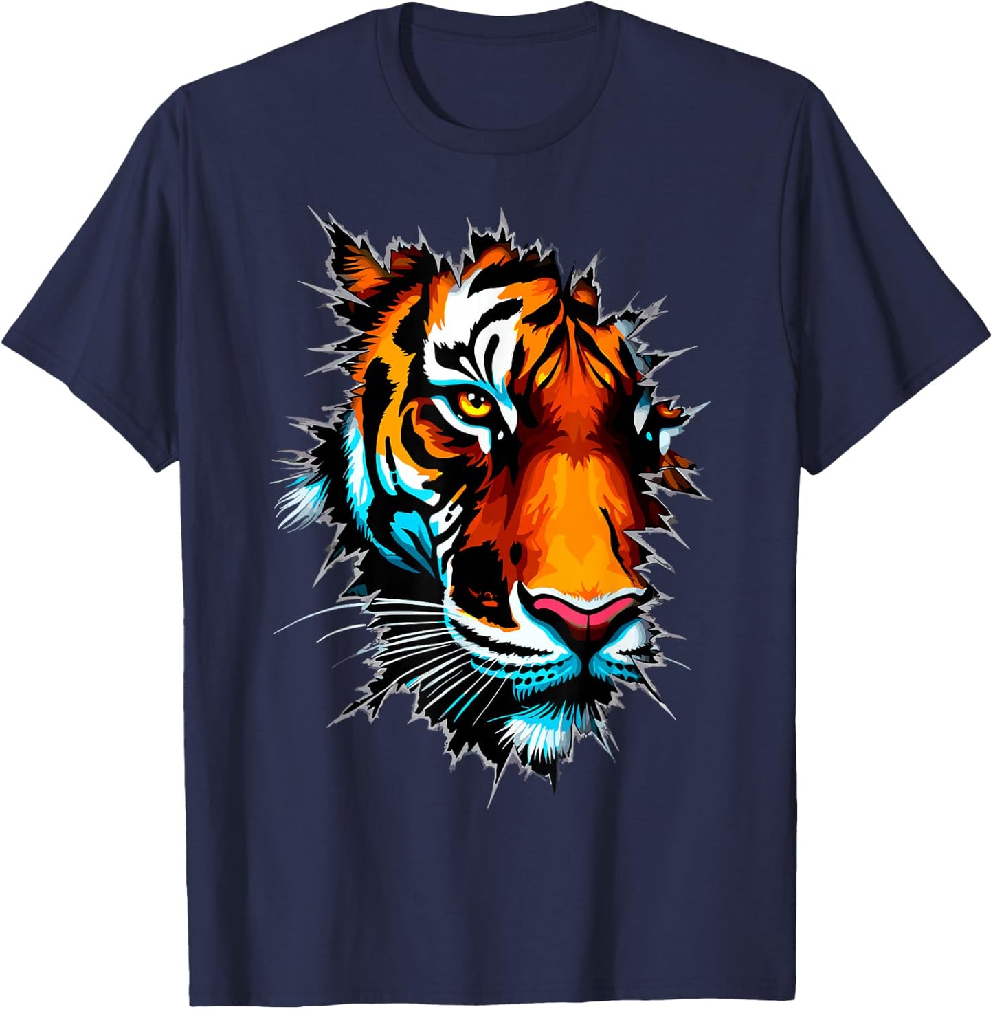 Tiger Face Wild Animal Tiger T-Shirt - T-Shirt | Navy