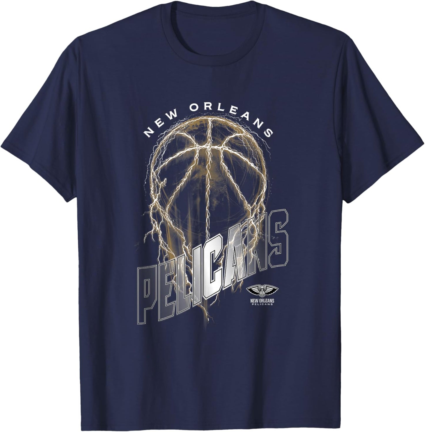 NBA New Orleans Pelicans Lightning Bolt Basketball Logo T-Shirt - T-Shirt | Navy