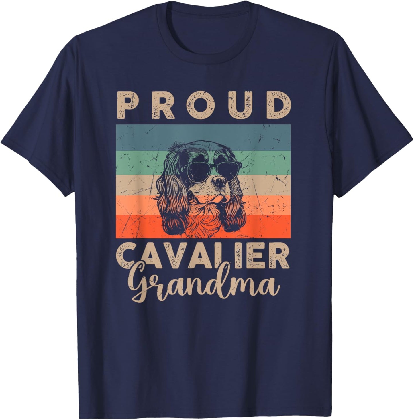 Funny Proud Cavalier Grandma Gifts Dog Lover Xmas T-Shirt - T-Shirt | Navy