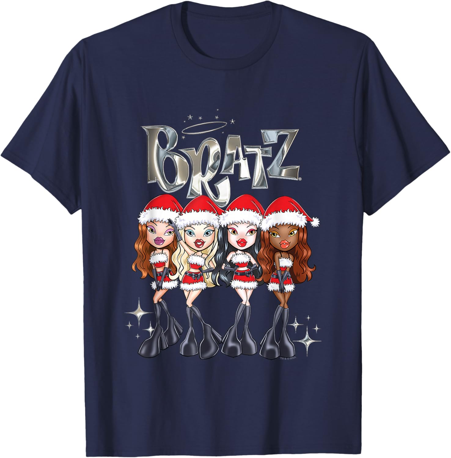 Bratz Christmas Santa's Helpers Outfits Group Shot T-Shirt - T-Shirt | Navy