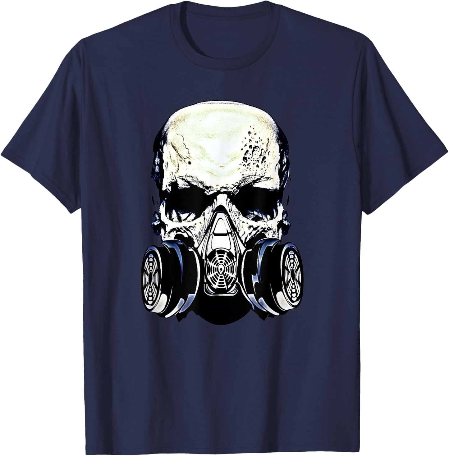 Skull Gas Mask Shirt Rock Music Skulls Masked Rockers Gift T-Shirt - T-Shirt | Navy