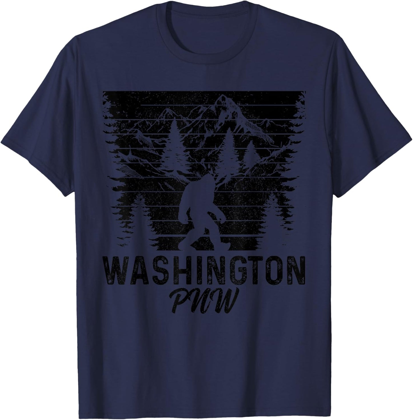 Washington PNW Bigfoot Vintage Pacific Northwest T-Shirt - T-Shirt | Navy