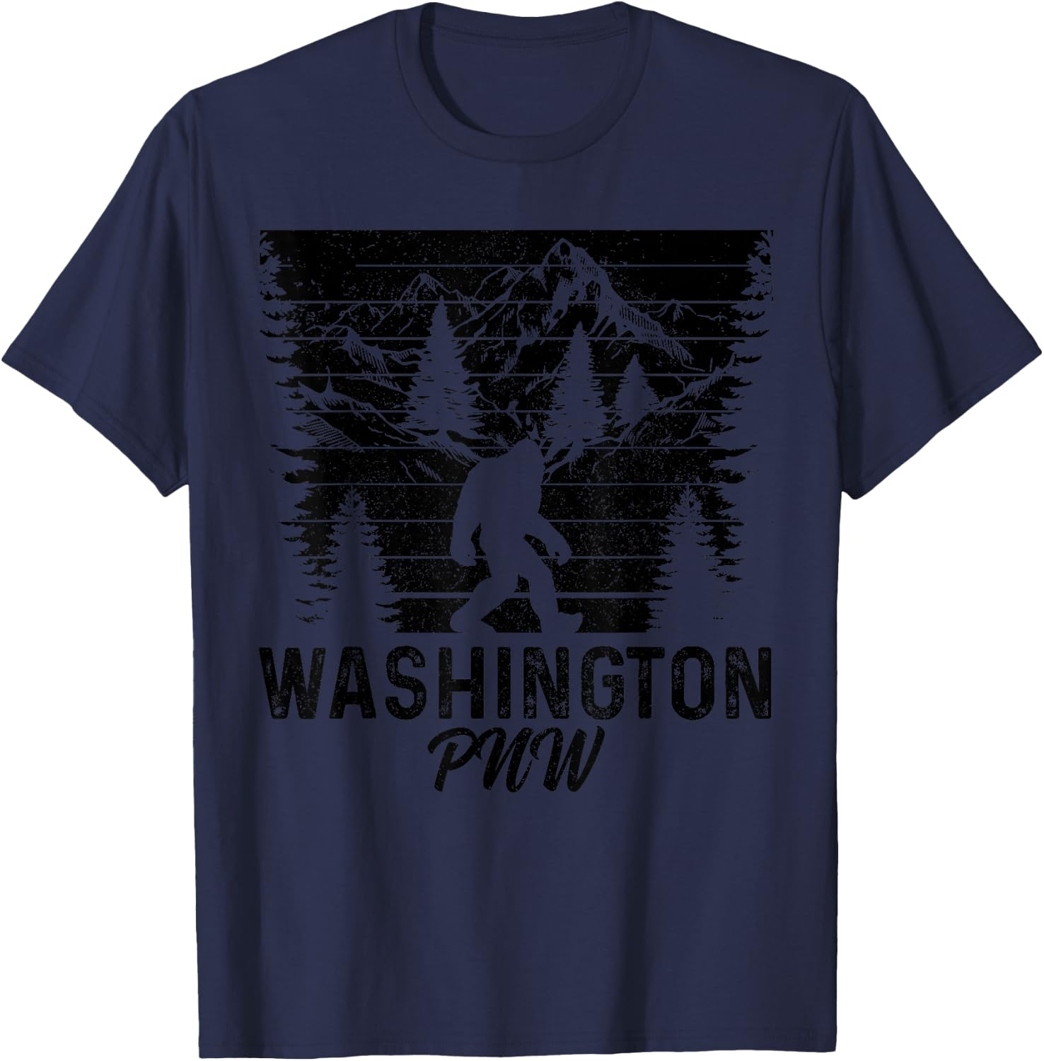 Washington PNW Bigfoot Vintage Pacific Northwest T-Shirt - T-Shirt | Navy