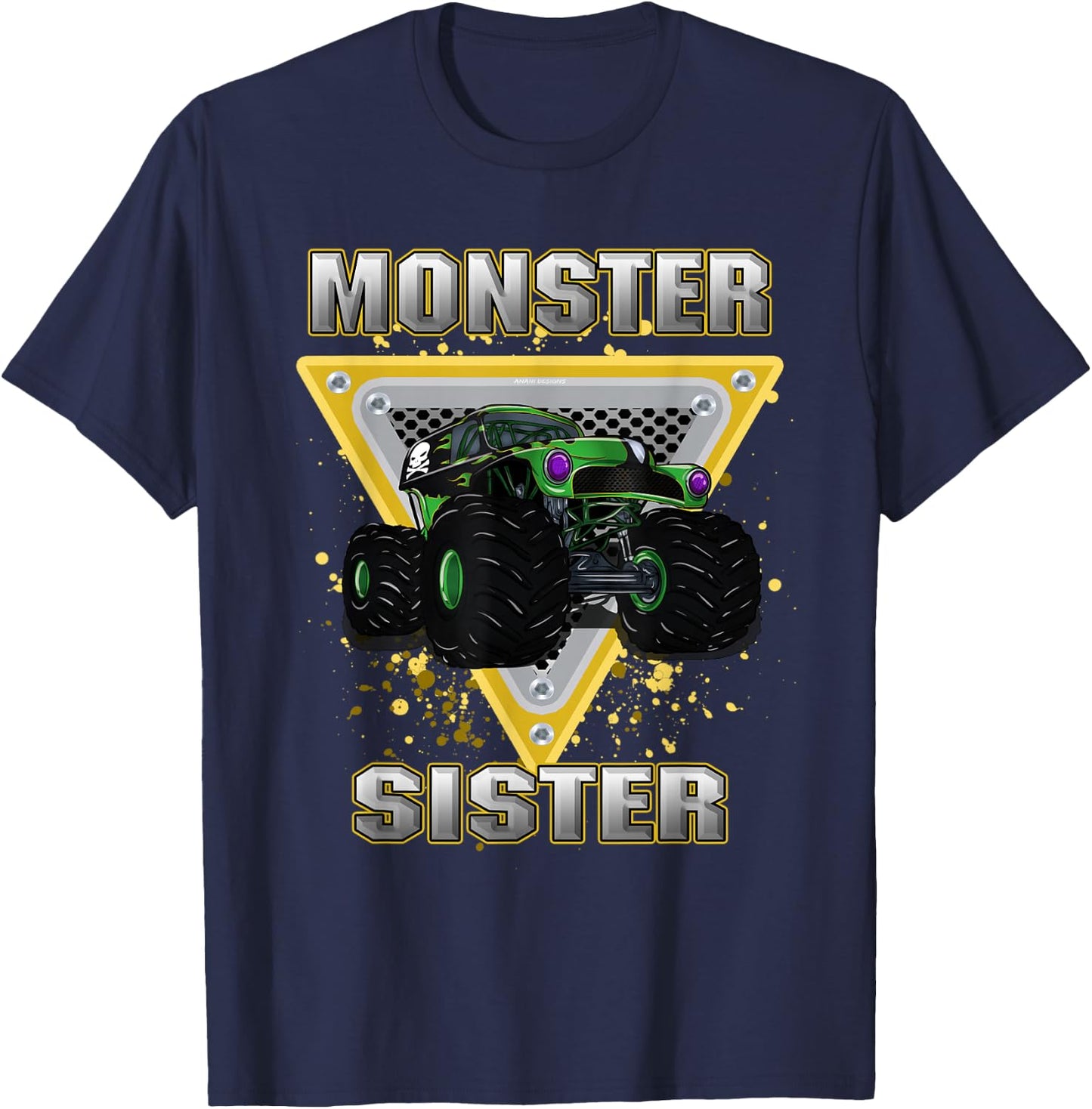 Monster Truck Sister T-Shirt - T-Shirt | Navy
