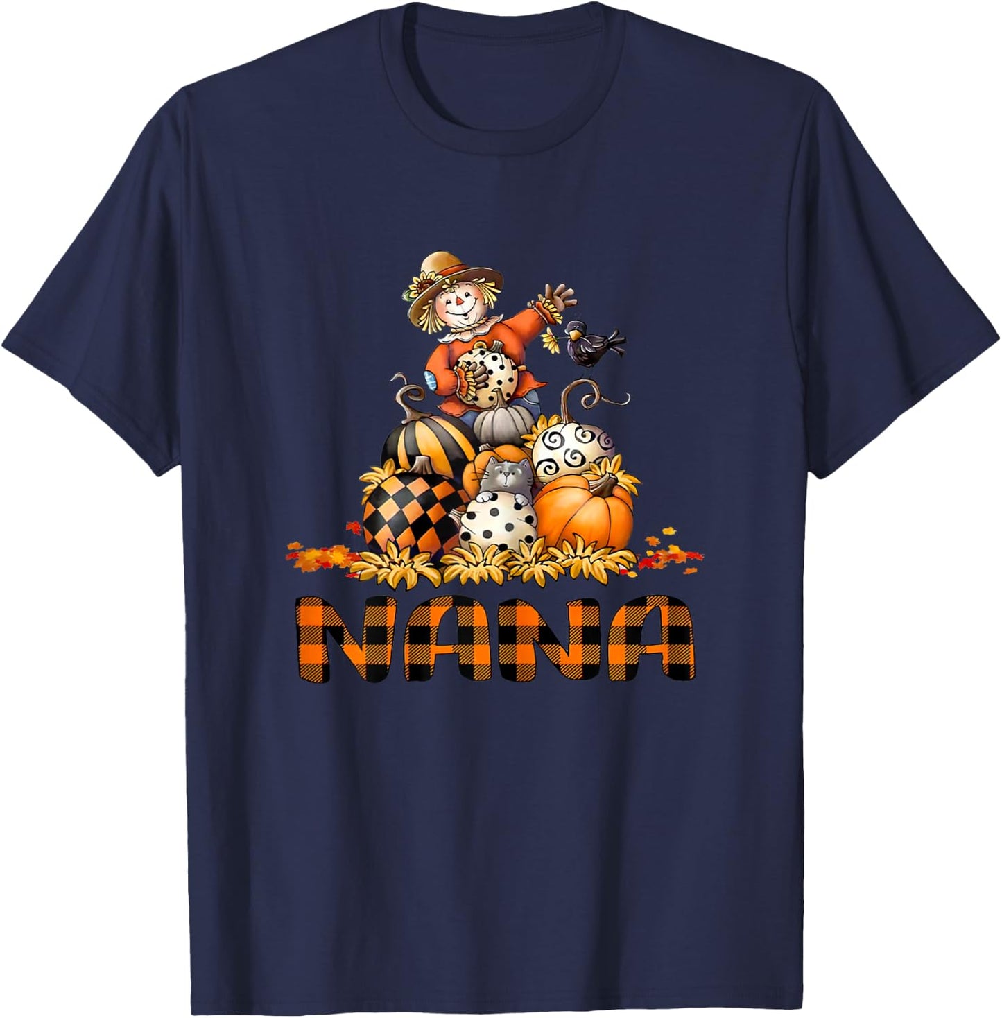 Fall Nana Pumpkin Halloween T-Shirt - T-Shirt | Navy