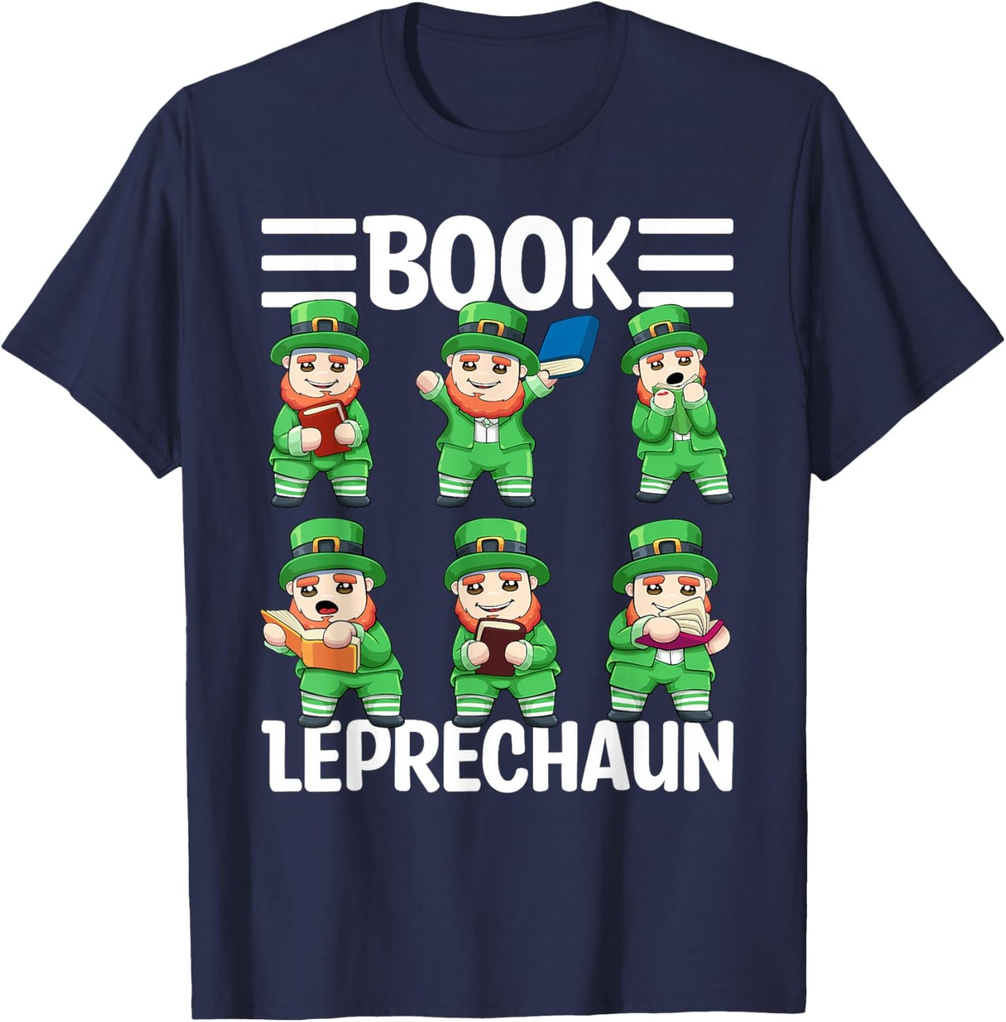 Book Leprechaun St. Patrick's Day Library Librarian Reading T-Shirt - T-Shirt | Navy
