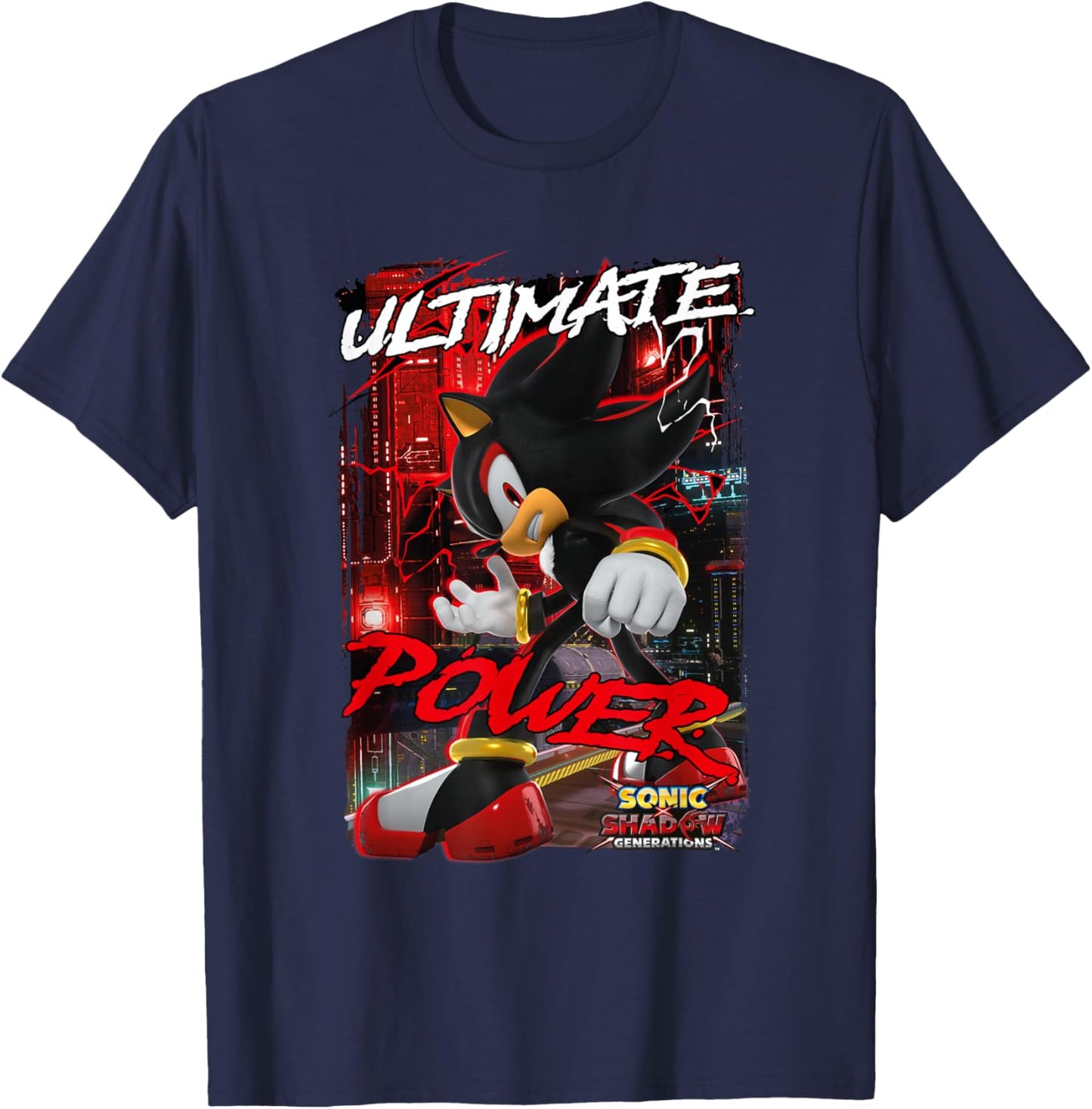 Sonic The Hedgehog Sonic X Shadow Generations Ultimate Power T-Shirt - T-Shirt | Navy