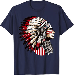 Native American Indian, Headdress Chief Ancestors Native T-Shirt - T-Shirt | Navy