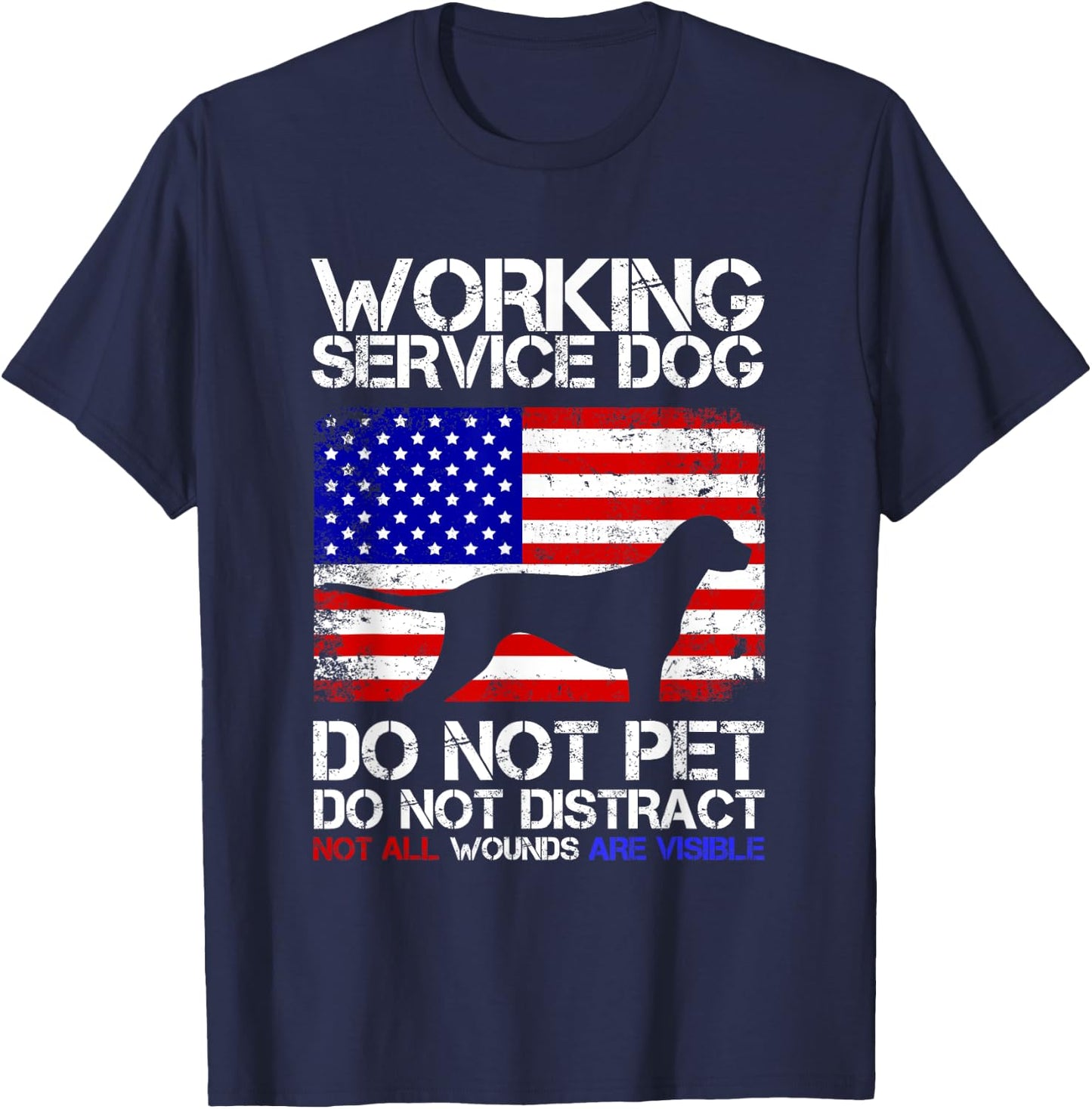 PTSD Veteran Dog Work Service Men T-Shirt - T-Shirt | Navy