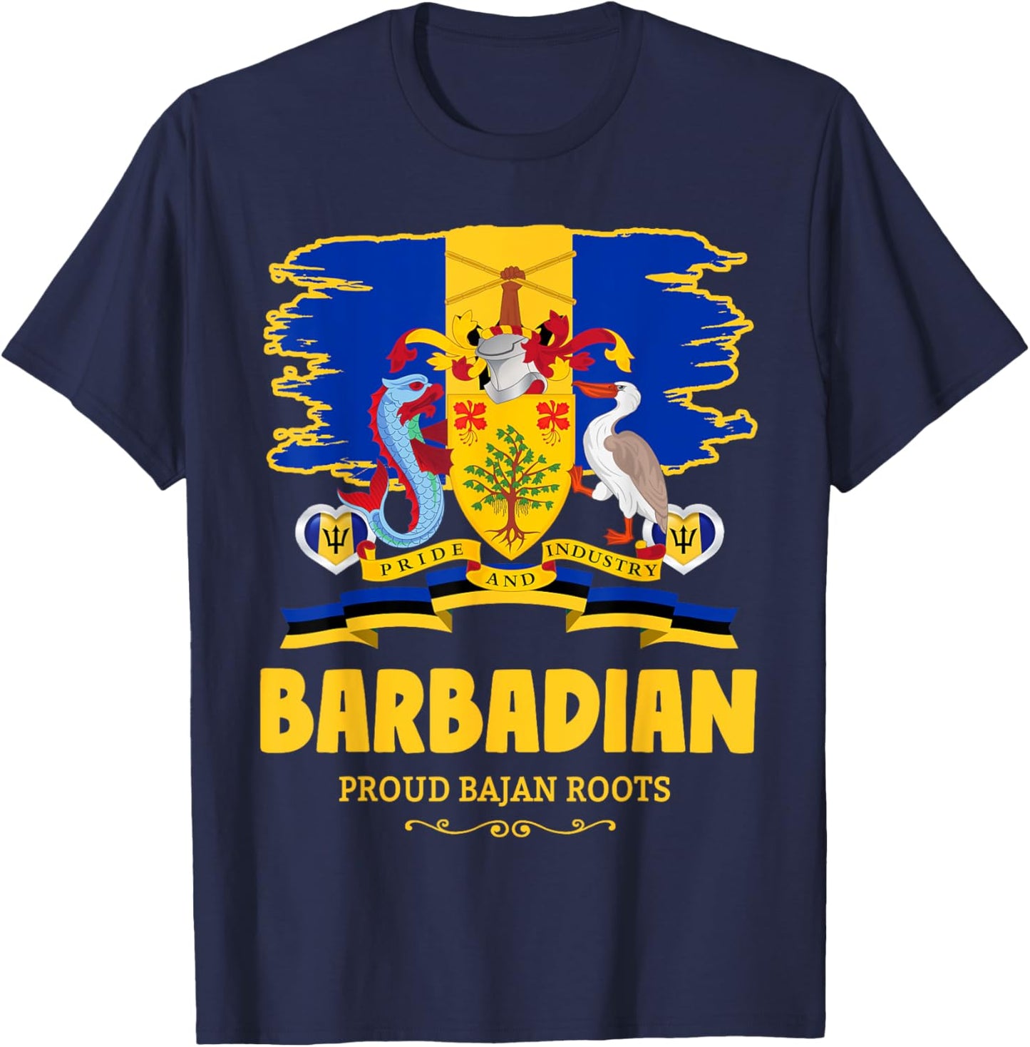 Barbados Flag Outfit Idea For Kids & Barbadian Flag Themed T-Shirt - T-Shirt | Navy