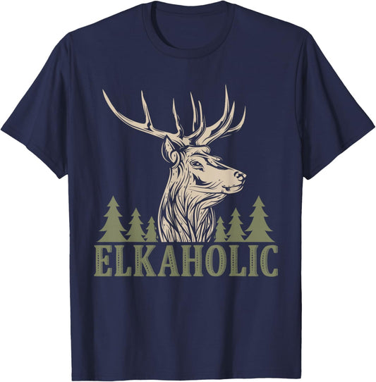 Hunting Elkaholic Hunters Funny Wilderness Hunting Lovers T-Shirt - T-Shirt | Navy