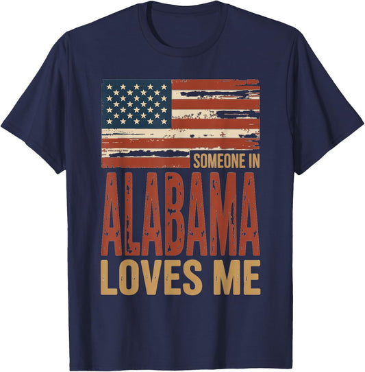 Someone in Alabama Loves Me US Flag T-Shirt - T-Shirt | Navy