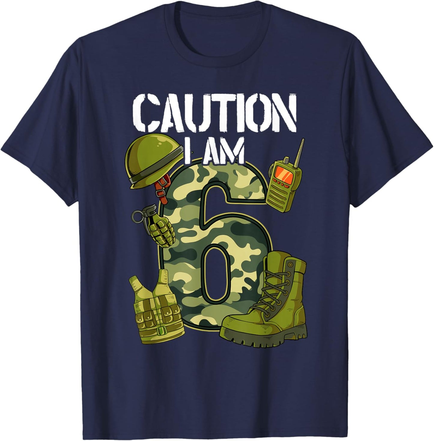 6th Birthday Army T-Shirt - T-Shirt | Navy