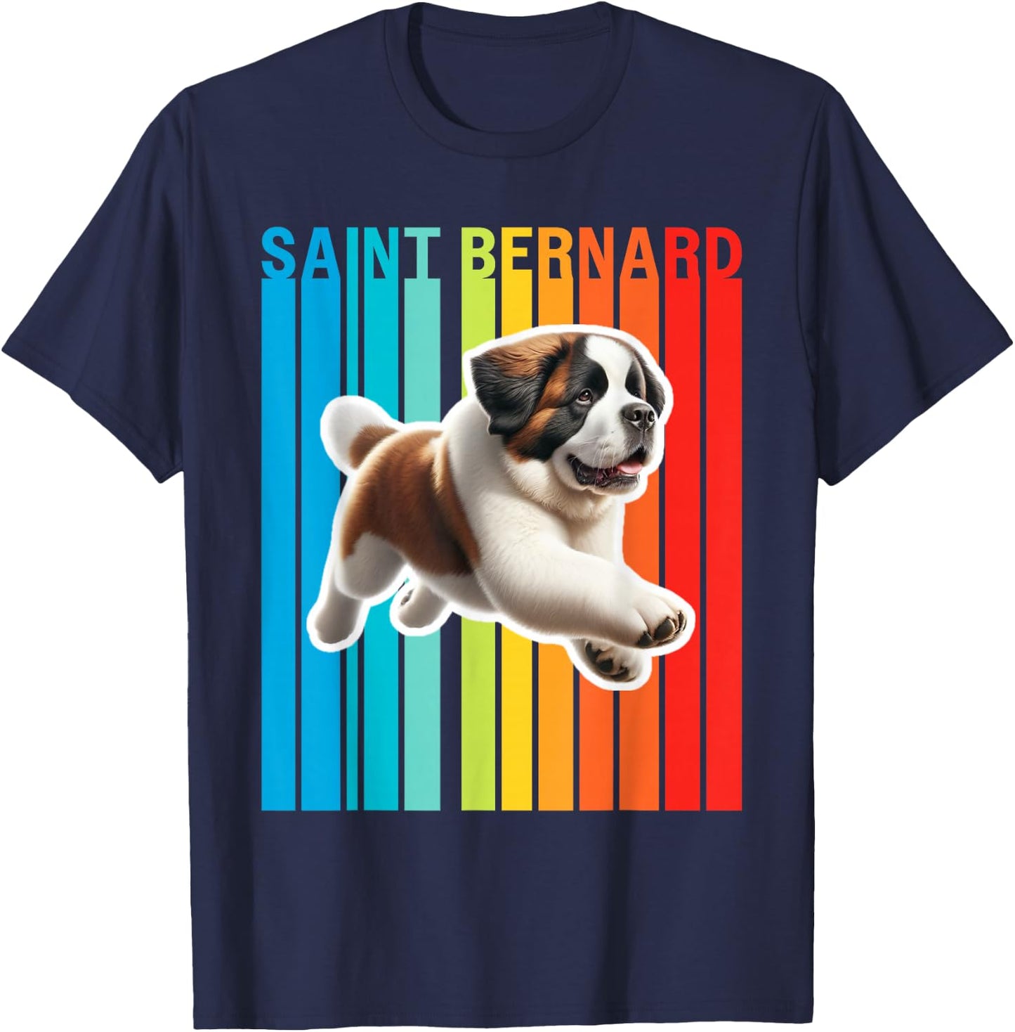 Colorful Saint Bernard T-Shirt - T-Shirt | Navy