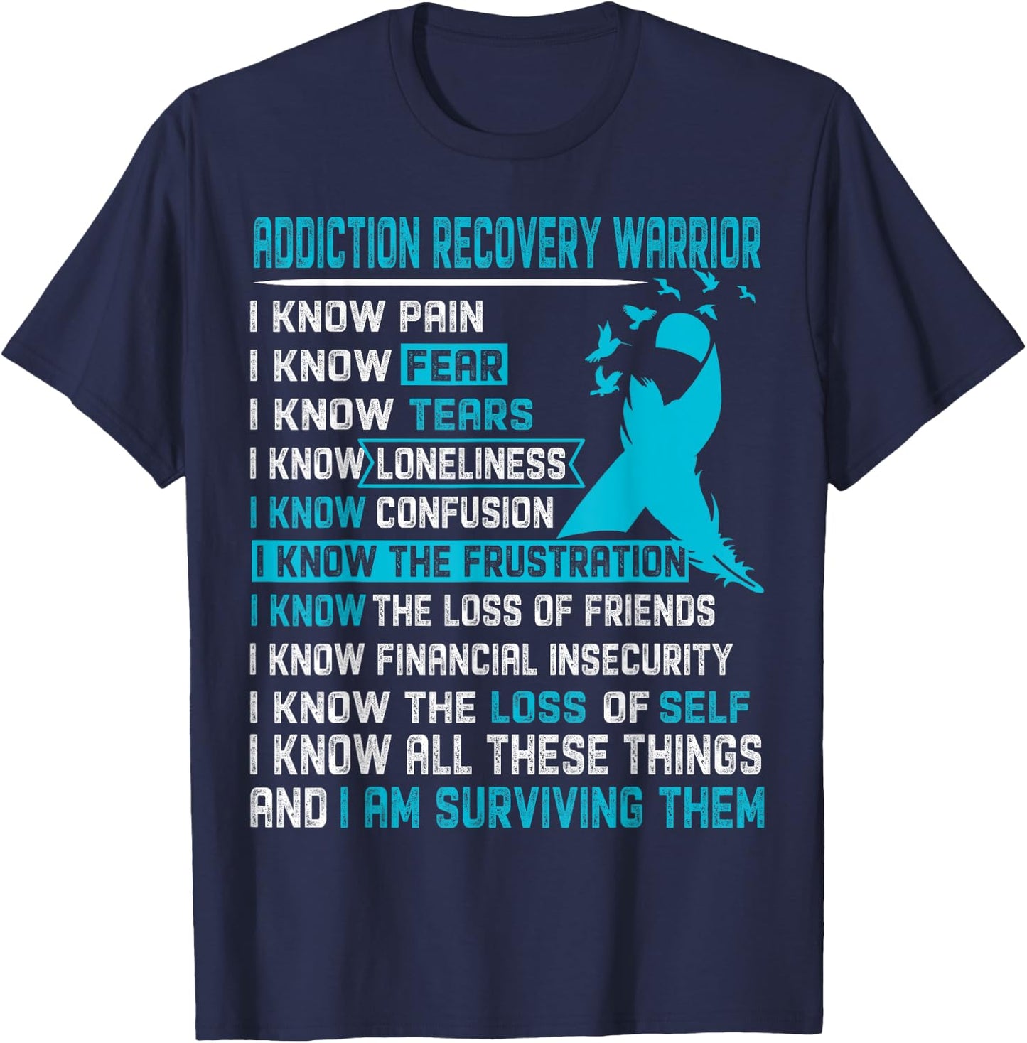 Addiction Recovery Warrior Shirt Men T-Shirt - T-Shirt | Navy