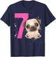 7th Birthday Girl Pug Dog Birthday Shirt Party Pug Kid Seven T-Shirt - T-Shirt | Navy