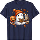 Cute Ghost Reading Book Lovers Halloween Ghost Coffee Women T-Shirt - T-Shirt | Navy