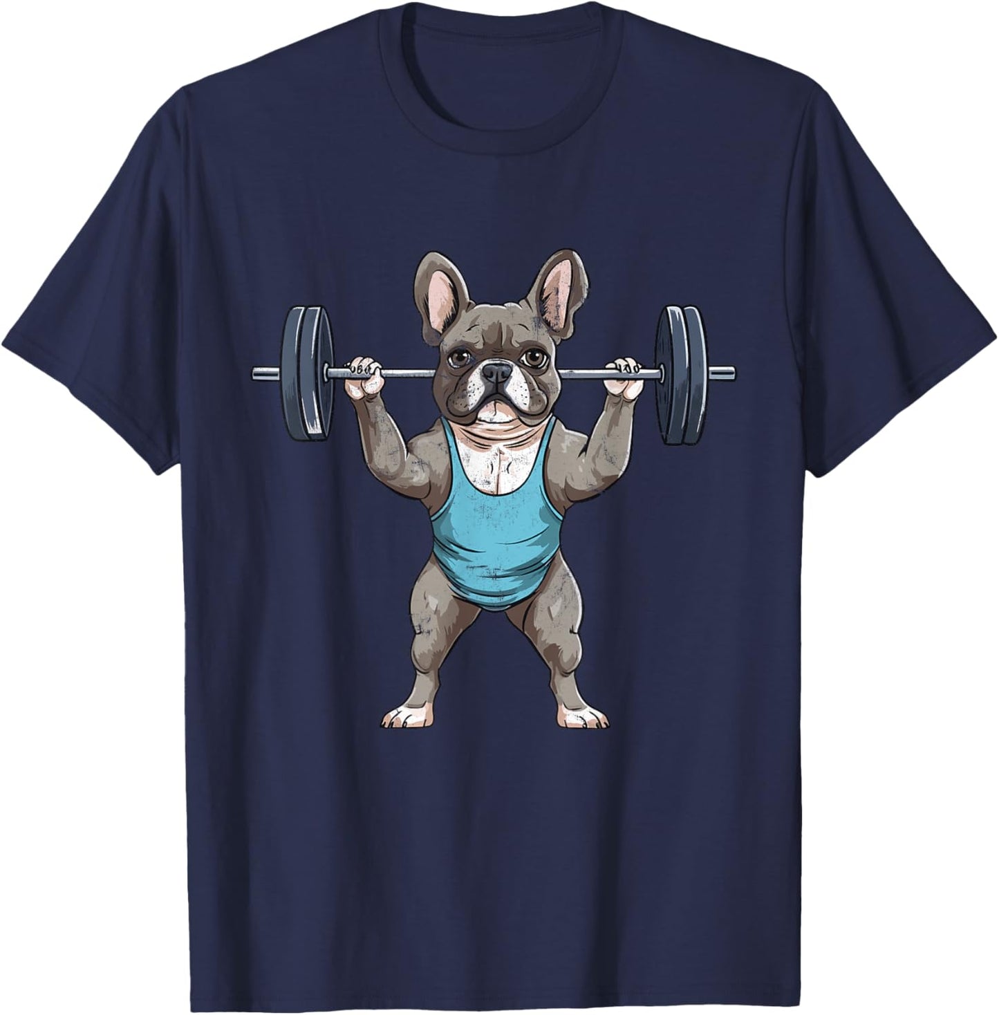 French Bulldog Weightlifting Frenchie Deadlift Fitness Gym Women Kids T-Shirt - T-Shirt | Navy
