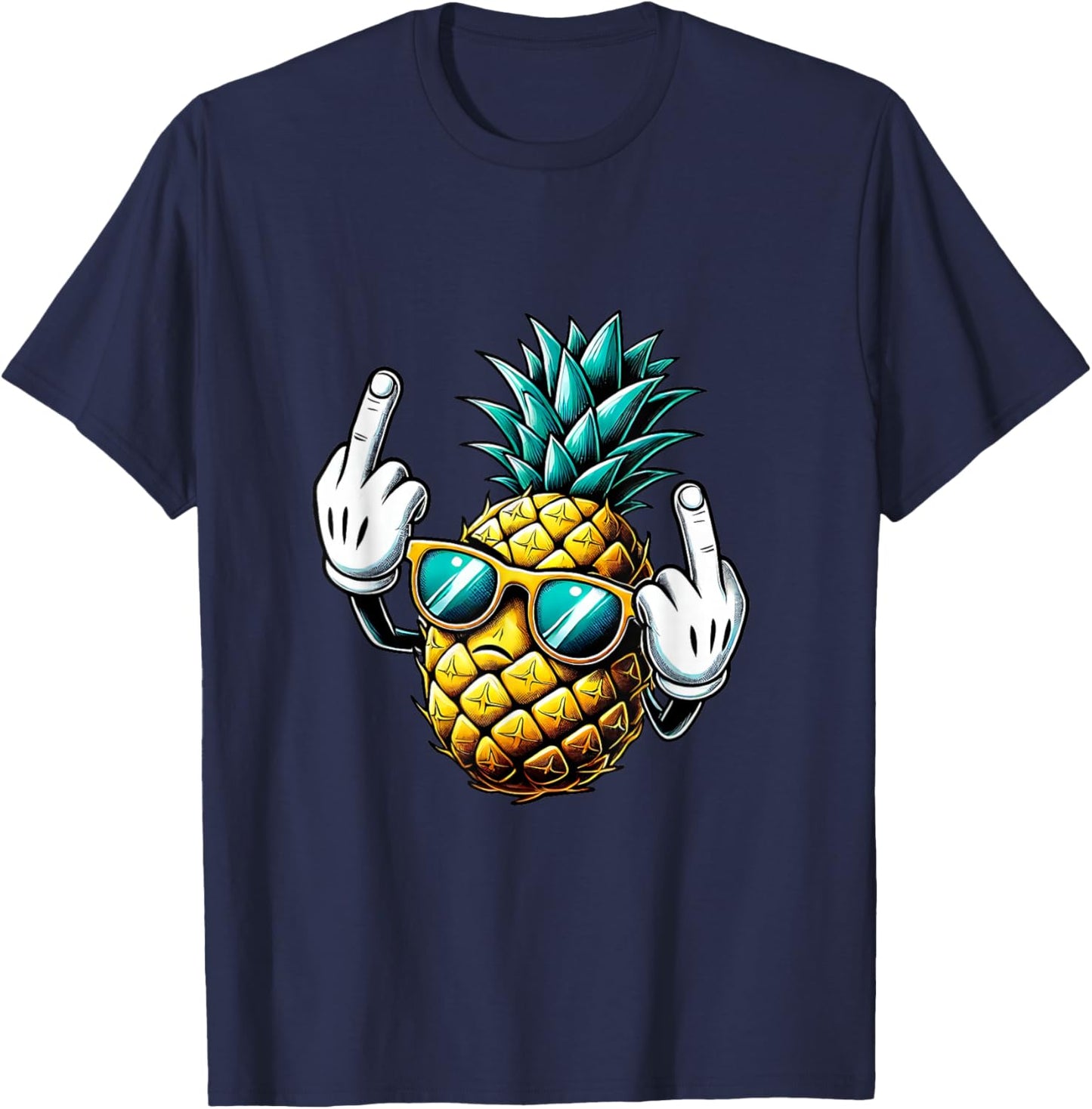 Funny pineapple fruit middle finger meme T-Shirt - T-Shirt | Navy