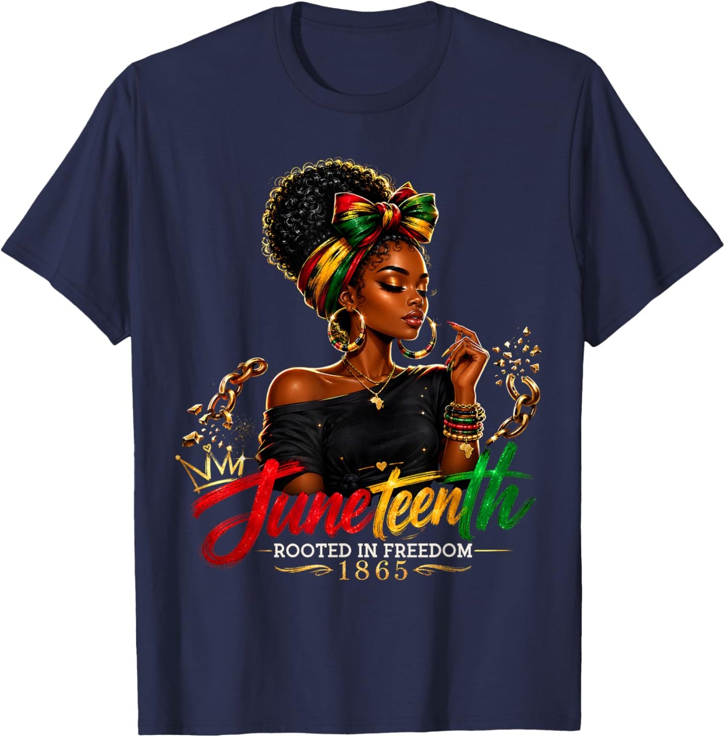 Juneteenth Rooted in Freedom Since 1865 Black Women T-Shirt - T-Shirt | Navy