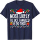 Most Likely To Get Tangled In The Tinsel Funny Family Xmas T-Shirt - T-Shirt | Navy