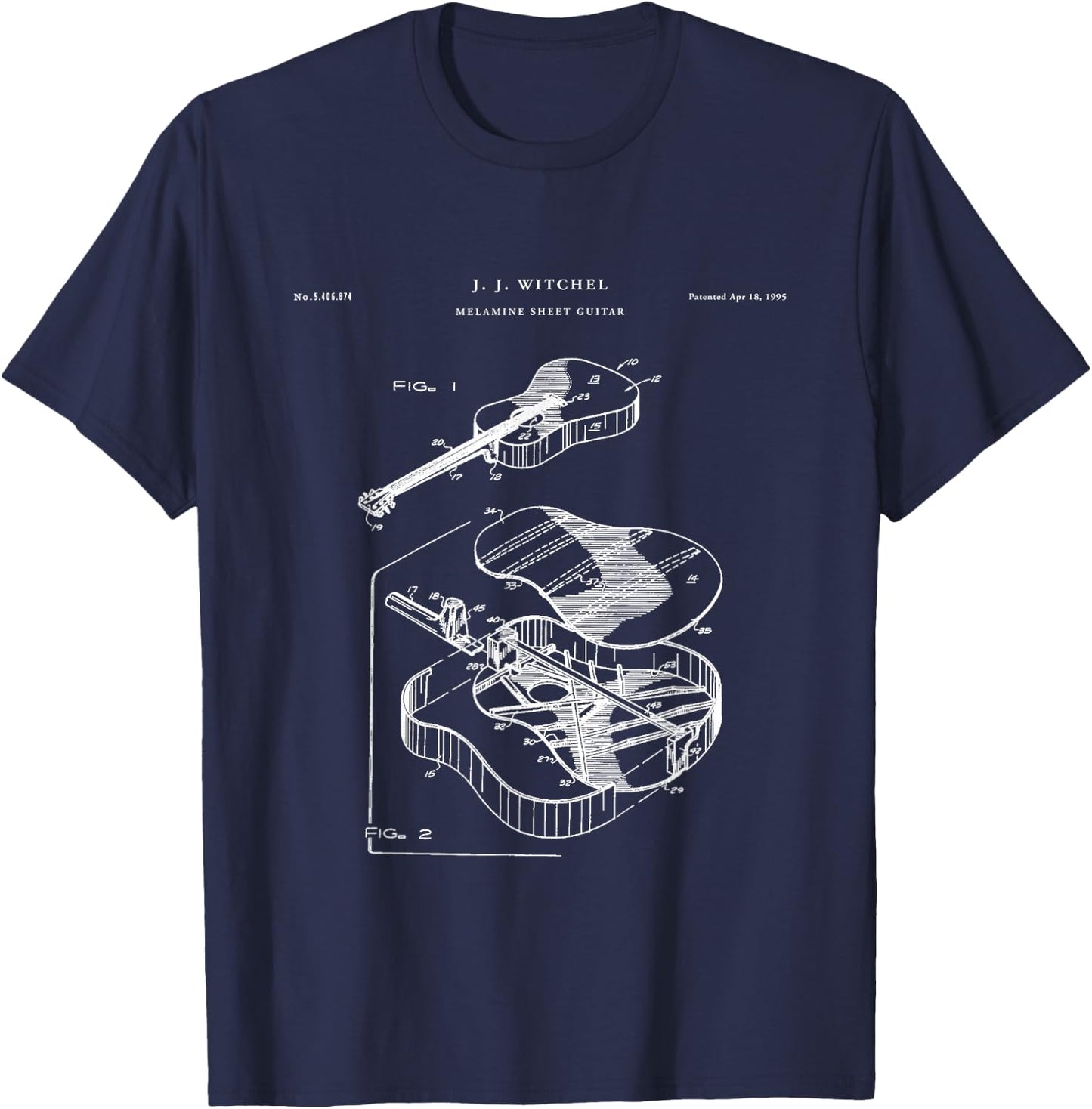 Martin Guitar Patent - Music T-Shirt - T-Shirt | Navy
