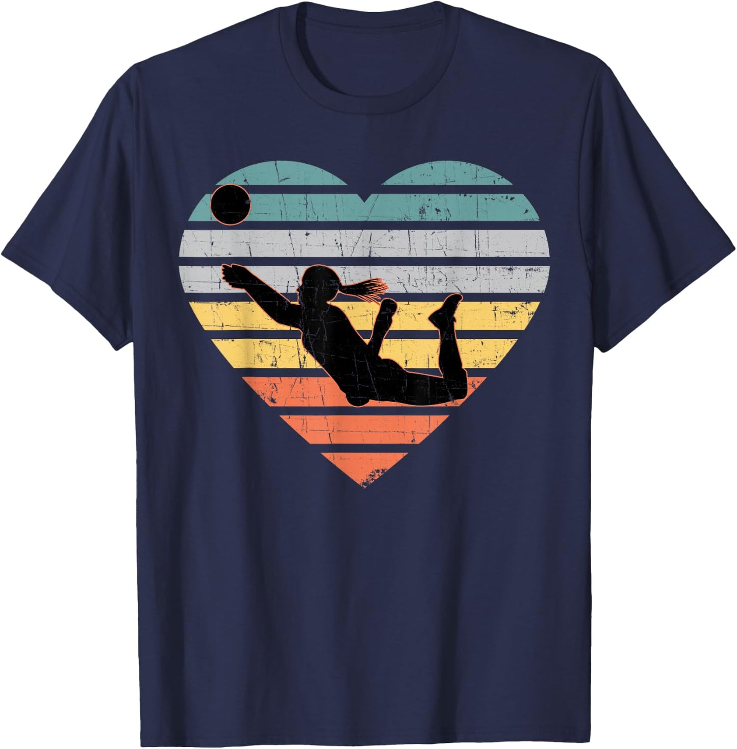 Volleyball Gifts for Teen Girls Retro Vintage Heart T-Shirt - T-Shirt | Navy