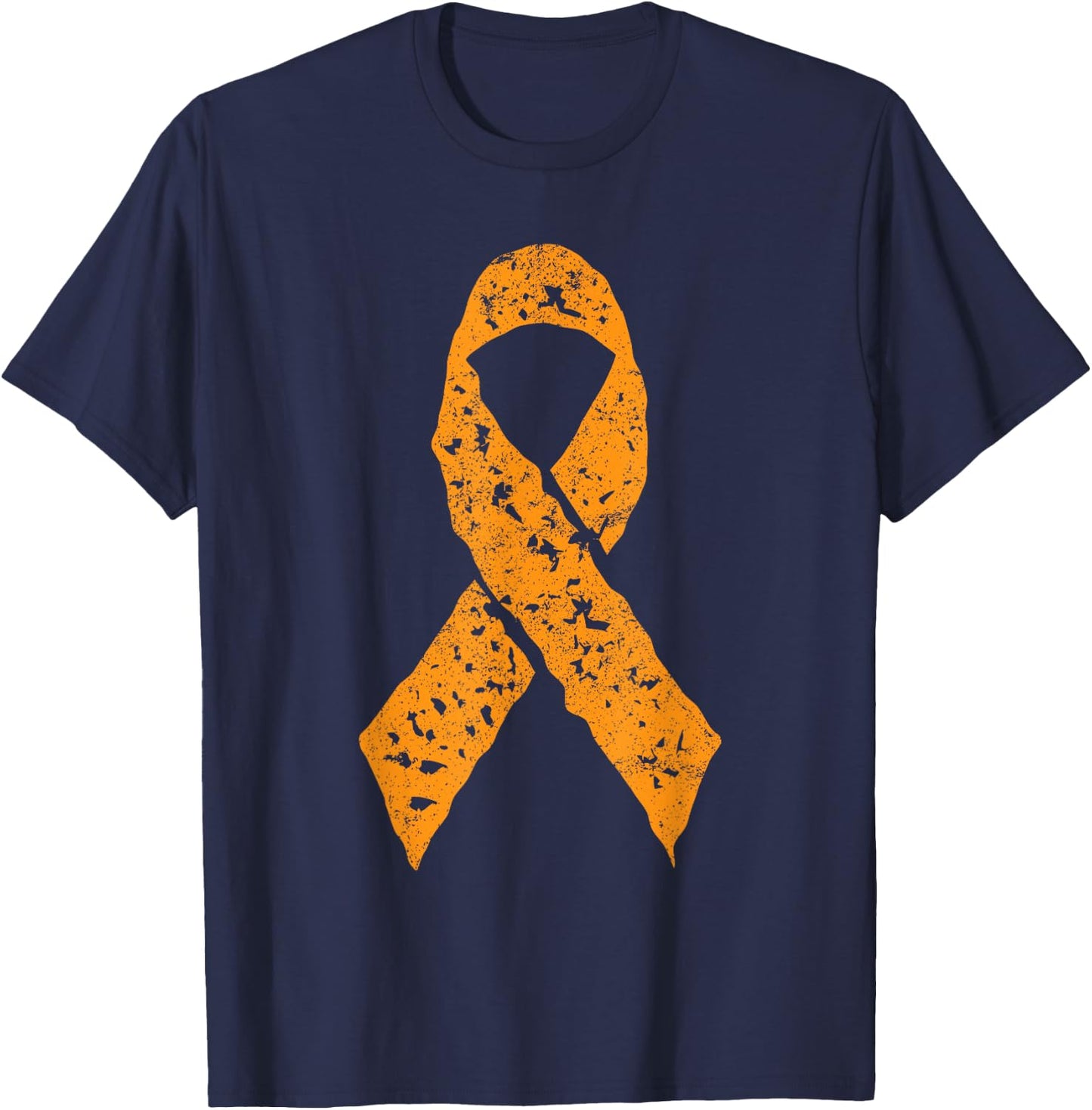 Orange Ribbon Vintage Leukemia Awareness Cancer Patient Gift T-Shirt - T-Shirt | Navy