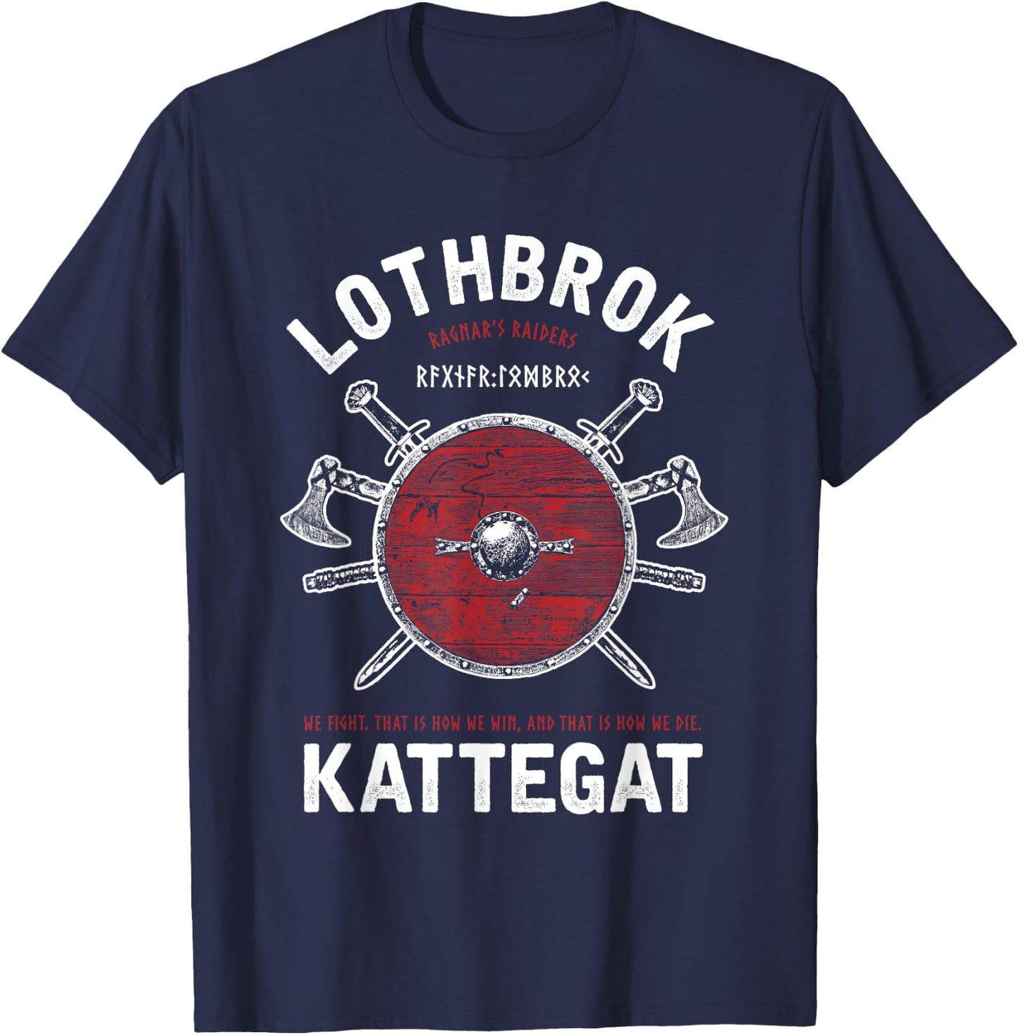 Lagertha's Viking Gifts Ragnar Lothbrok of Kattegat - Men's Black Viking-themed - Small - Short Sleeve - - Classic Fit - Cotton 60%, Polyester 40% T-Shirt - T-Shirt | Navy
