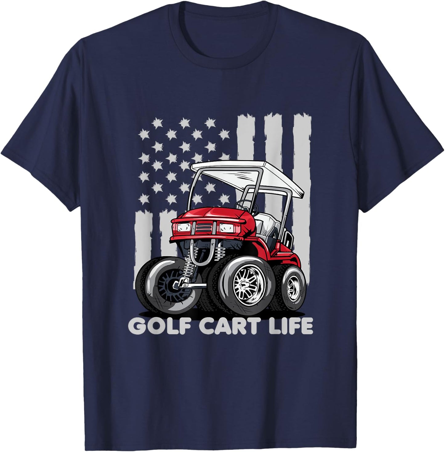 Golf Cart Life Funny Golf Cart with USA Flag Men T-Shirt - T-Shirt | Navy