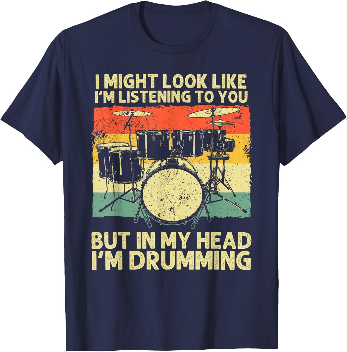 Funny Drummer Design Women Drumline Drumming Drummer T-Shirt - T-Shirt | Navy