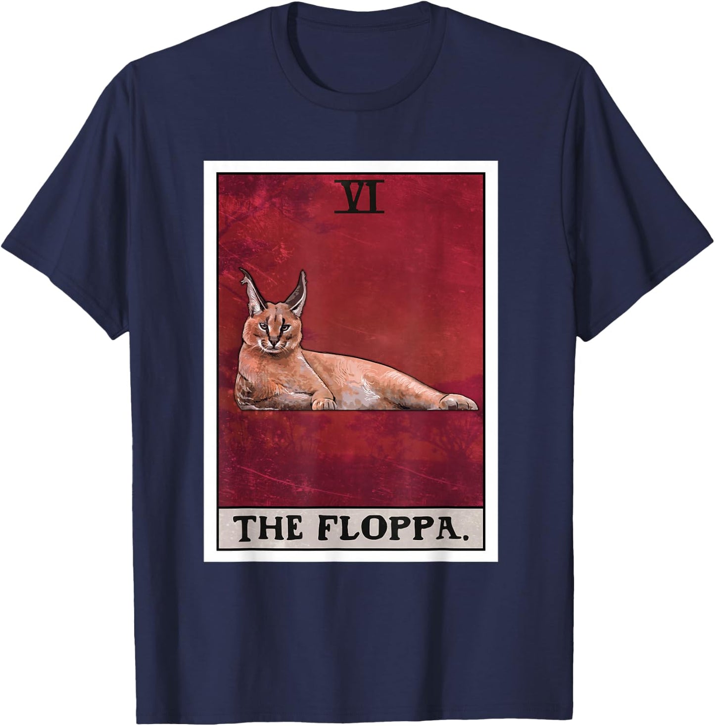 The Floppa Caracal Cat Tarot Card Funny Meme Women Kids T-Shirt - T-Shirt | Navy
