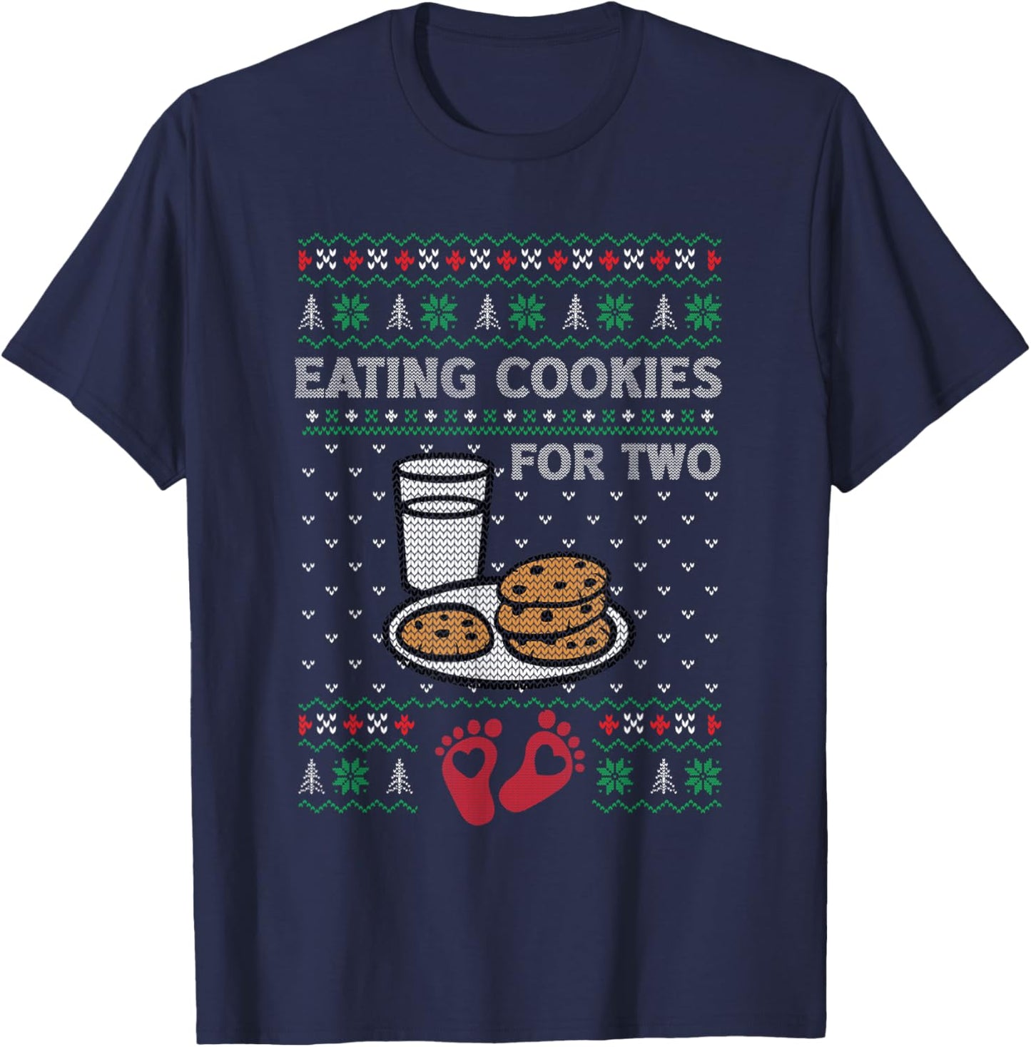 Pregnancy New Mom Baby Pregnant Christmas Matching Couples T-Shirt - T-Shirt | Navy