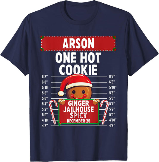 Arson Ginger Jailhouse Christmas Gingerbread Holiday Pajamas T-Shirt - T-Shirt | Navy