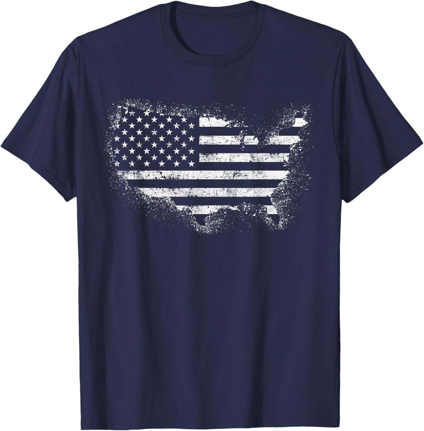 USA Shirt American Flag Map Vintage 4th of July Patriotic T-Shirt - T-Shirt | Navy