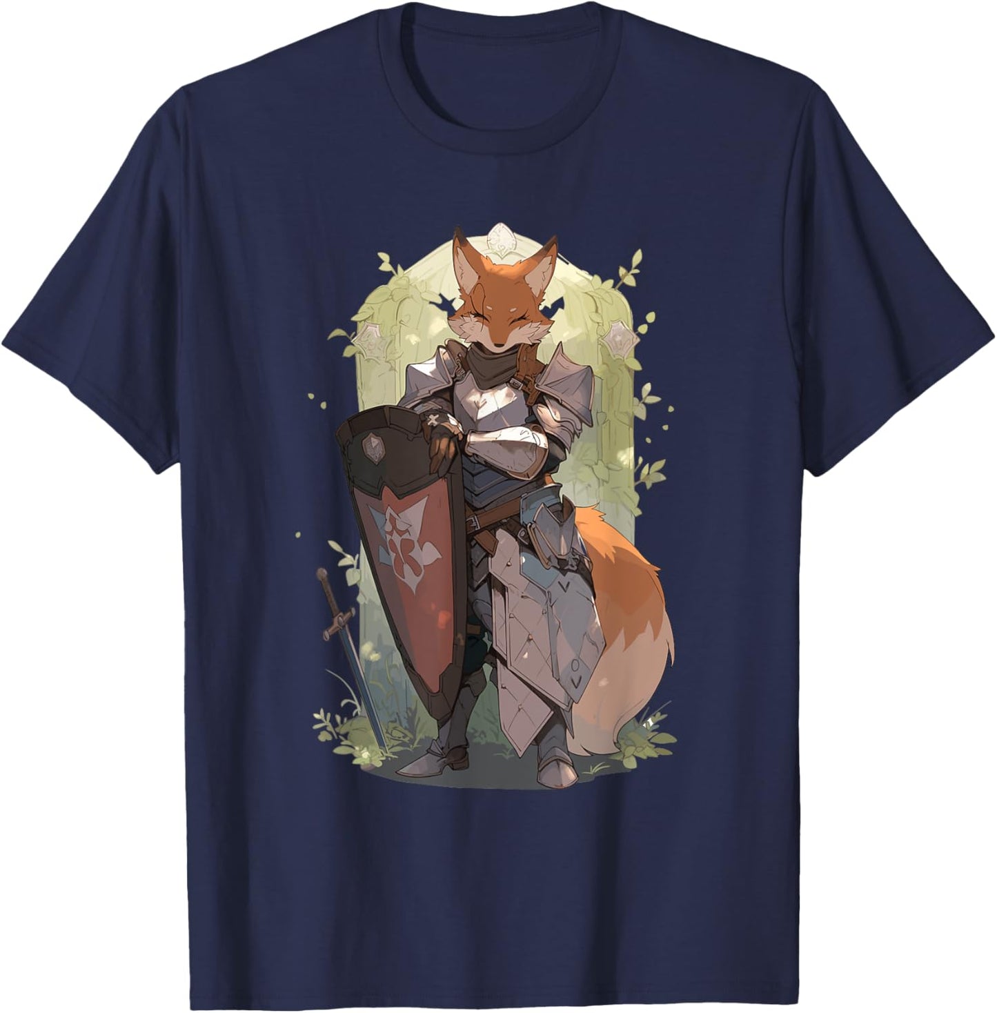 Fantasy Fox Paladin T-Shirt - T-Shirt | Navy